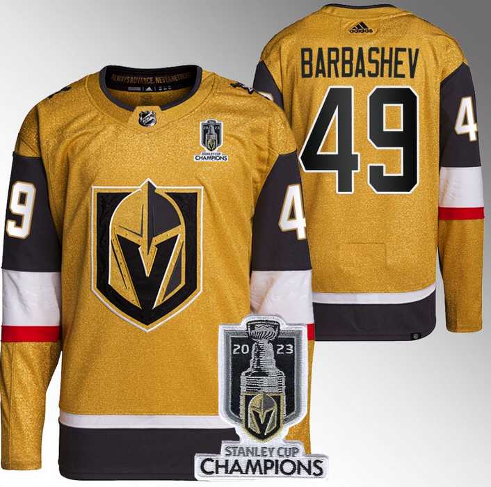 Men%27s Vegas Golden Knights #49 Ivan Barbashev Gold 2023 Stanley Cup Champions Stitched Jersey->vegas golden knights->NHL Jersey